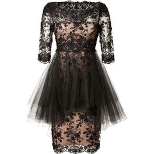 Marchesa Lace Peplum Dress